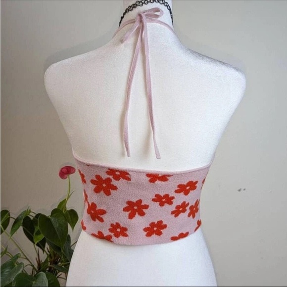 L.A. Hearts Pink Red Malibu Barbie Valentines Halter Knit Tank Crop Top Medium - Picture 2 of 8